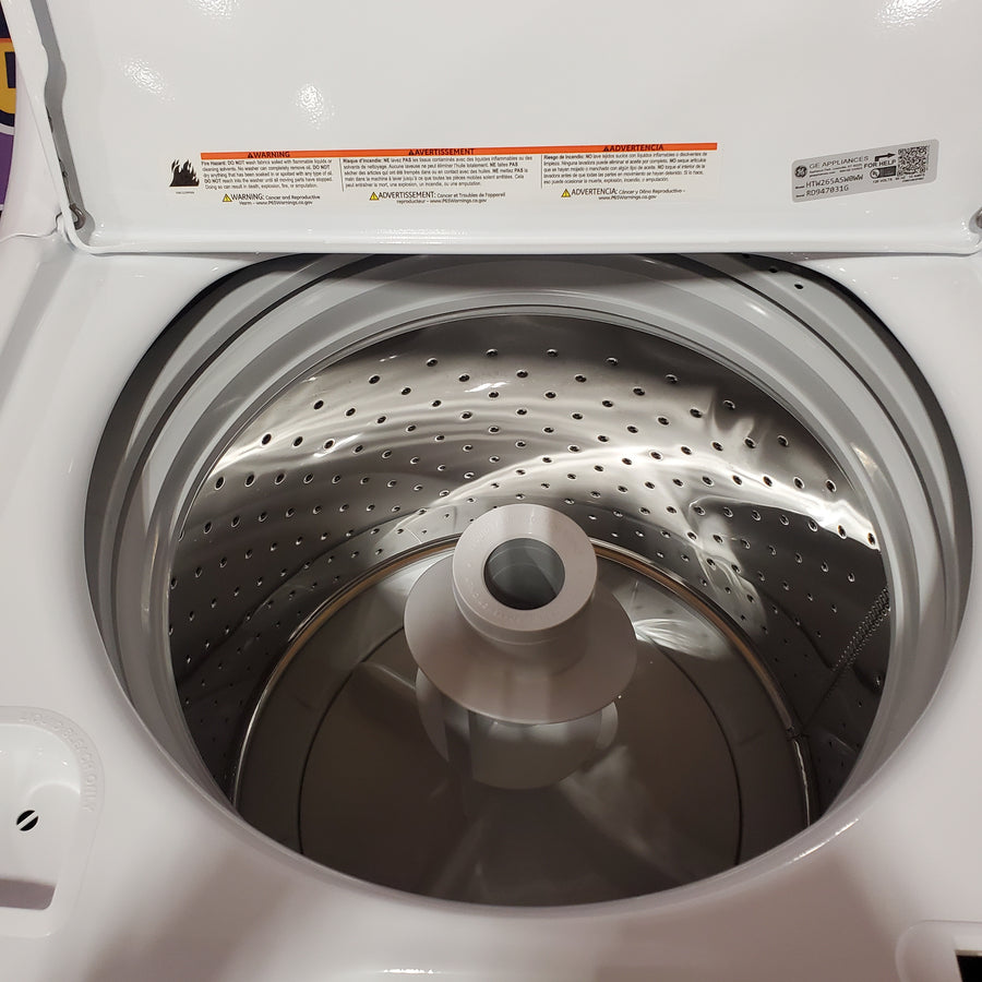 Hotpoint® 4.0 cu. ft. Capacity Washer with Cold Plus and Water Level Control HTW265ASWWW - Scratch & Dent (Minor) and Hotpoint 6.2 cu. ft. Capacity Electric Dryer with Up To 120 ft. Venting and Shallow Depth HTX26EASWWW - Scratch & Dent (Moderate)