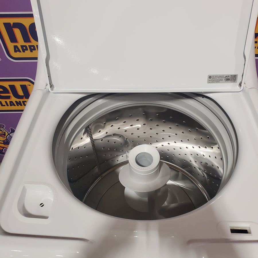 Hotpoint® 4.0 cu. ft. Capacity Washer with Cold Plus and Water Level Control HTW265ASWWW - Scratch & Dent (Major) and Hotpoint 6.2 cu. ft. Capacity Electric Dryer with Up To 120 ft. Venting and Shallow Depth HTX26EASWWW - Scratch & Dent (Open Box)