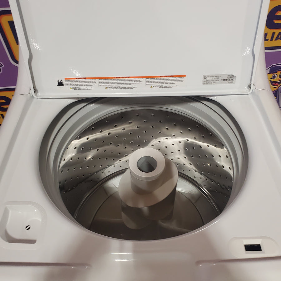 GE® 3.8 cu. ft. Capacity Washer with Stainless Steel Basket in White GTW330ASKWW - Certified Refurbished and GE® 7.2 cu. ft. Capacity Aluminized Alloy Drum Electric Dryer GTD33EASKWW - Certified Refurbished