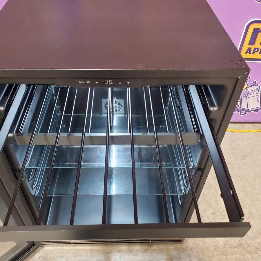 U-Line 5.5 cu ft 48-750ml Bottle Wine Refrigerator with Lock in Stainless Steel UHWC124-SG31A - Open Box
