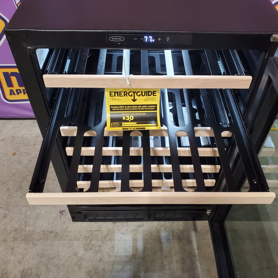 Marvel 24 Inch Built-In Wine Cooler with 54 Bottle Capacity, Smooth-Glide Shelf, Dual Pane Glass Door, and LED Interior Lighting MLWC124-SG01A - Scratch & Dent (Minor)