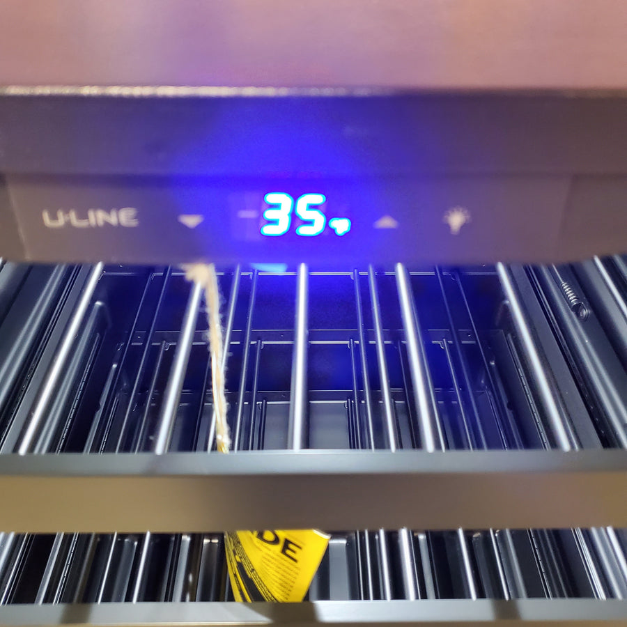 U-Line 24 Inch Wine Refrigerator with 5.5 Cu. Ft. Capacity, 3/4 Extension Wine Racks, LED Lighting, Digital Touch Pad Control, and Convection Cooling UHWC124-IS01A - Open Box