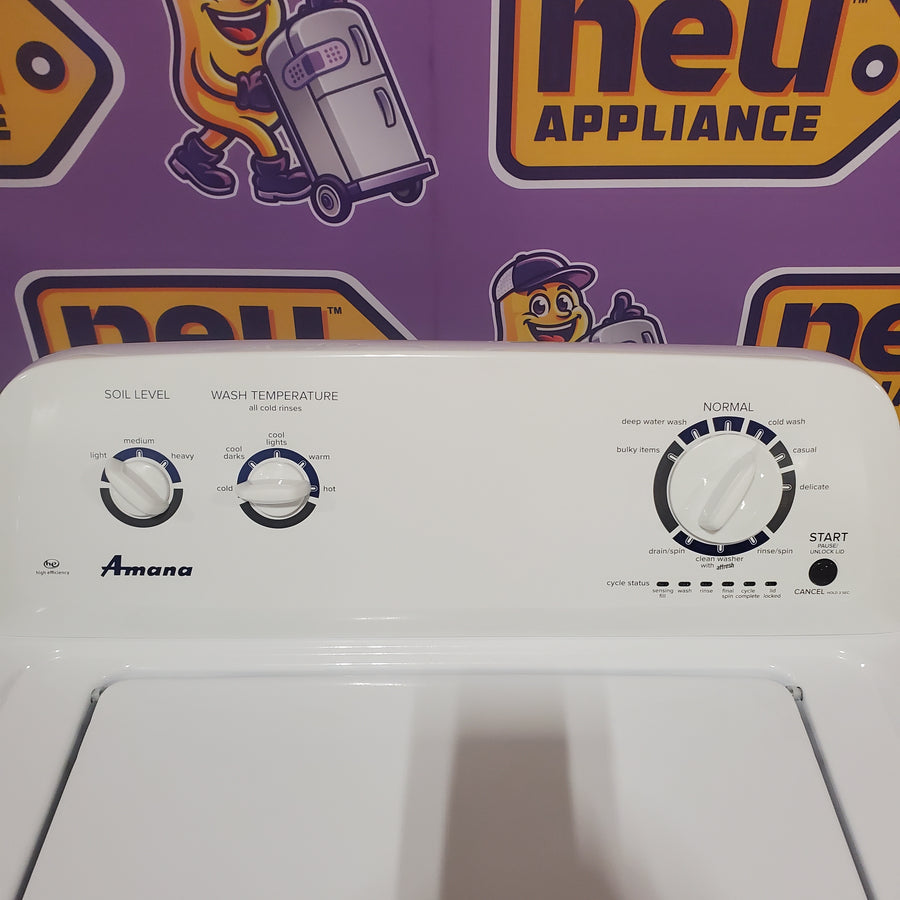 Amana 27 Inch 3.5 cu. ft. Top Load Washer with 9 Wash Cycles, 700 RPM, Automatic Temperature Control, Late Lid Lock and Delicate Cycle NTW4605EW - Certified Refurbished