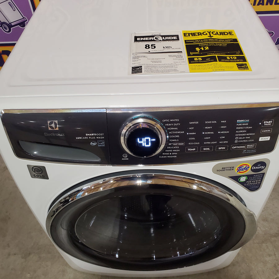 Electrolux 4.5 Cu.Ft. Stackable Front Load Washer with Steam and SmartBoost Wash System ELFW7637AW - Open Box and Electrolux 8.0 cu. ft. Front Load Electric Dryer with Perfect Steam ELFE7637AW - Open Box