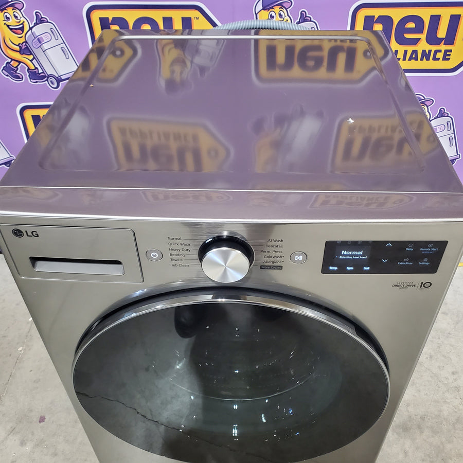 LG 5.0 cu. ft. Mega Capacity Smart Front Load Washer with TurboWash® 360° and AI Sensing WM5800HVA - Open Box and LG 7.4-cu ft Stackable Vented Electric Dryer with Steam Cycle in Graphite Steel DLEX5800V - Scratch & Dent (Moderate)