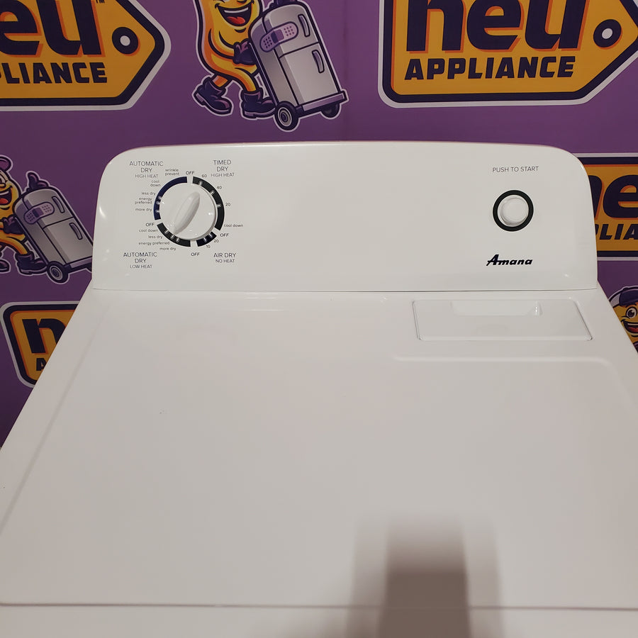 Amana 6.5 Cu. Ft. Electric Dryer with Wrinkle Shield Option and Automatic Dryness Control in White NED4655EW - Scratch & Dent (Minor)