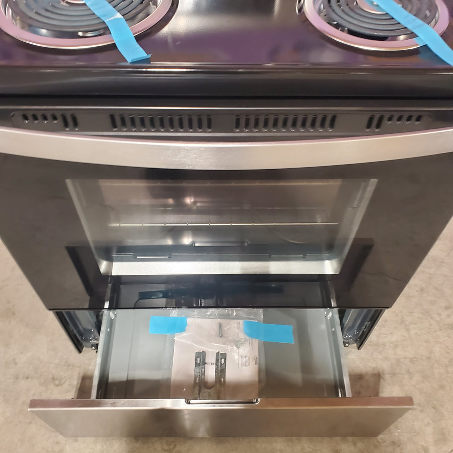 Whirlpool Stainless Steel 4.8 cu. ft. Electric Range with Keep Warm setting and Large Oven Window WFC150M0JS - Open Box