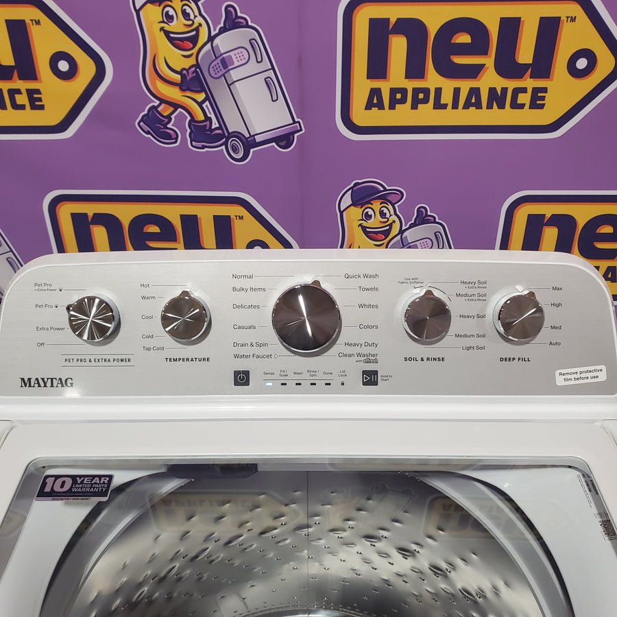 Maytag 4.7 cu. ft. Top Load Washer with Agitator, Pet Pro Option and Extra Power in White MTW5605RW - Scratch & Dent (Minor)