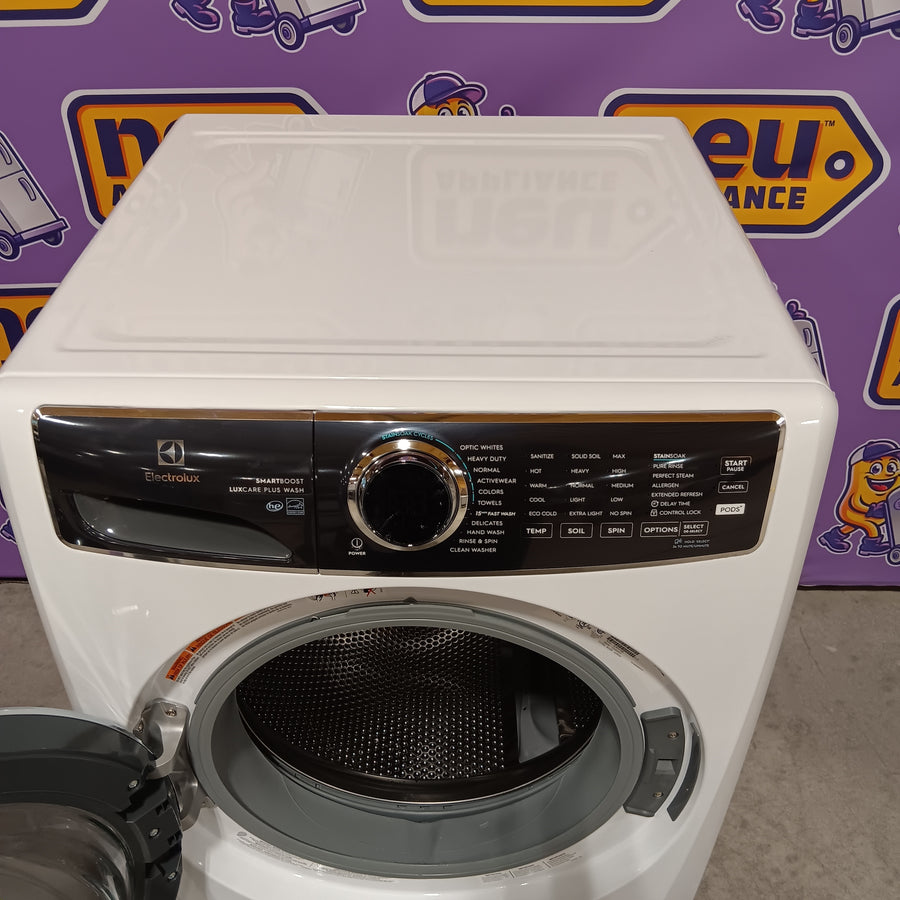 Electrolux 4.5 Cu.Ft. Stackable Front Load Washer with Steam and SmartBoost Wash System ELFW7637AW - Open Box and Electrolux 8.0 Cu. Ft. Front Load Perfect Steam™ Gas Dryer with LuxCare® Dry and Instant Refresh ELFG7626BW - Scratch & Dent (Minor)