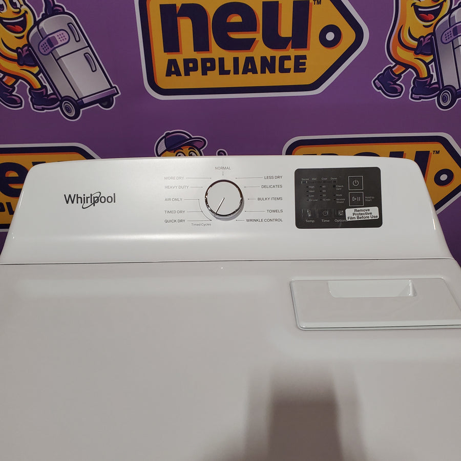Whirlpool 4.2-4.3 Cu. Ft. Top Load Washer with 2-in-1 Removable Agitator and Soft Close Glass Lid WTW4307SW - Open Box and Whirlpool 7.0 cu. ft. Electric Dryer with Adaptive Dry and Wrinkle Shield™ Option WED4307SW - Open Box