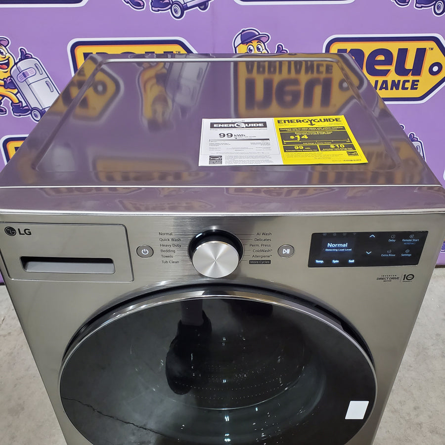 LG 5.0 cu. ft. Mega Capacity Smart Front Load Washer with TurboWash® 360° and AI Sensing WM5800HVA - Scratch & Dent (Minor) and LG 7.4-cu ft Stackable Vented Electric Dryer with Steam Cycle in Graphite Steel DLEX5800V - Scratch & Dent (Moderate)