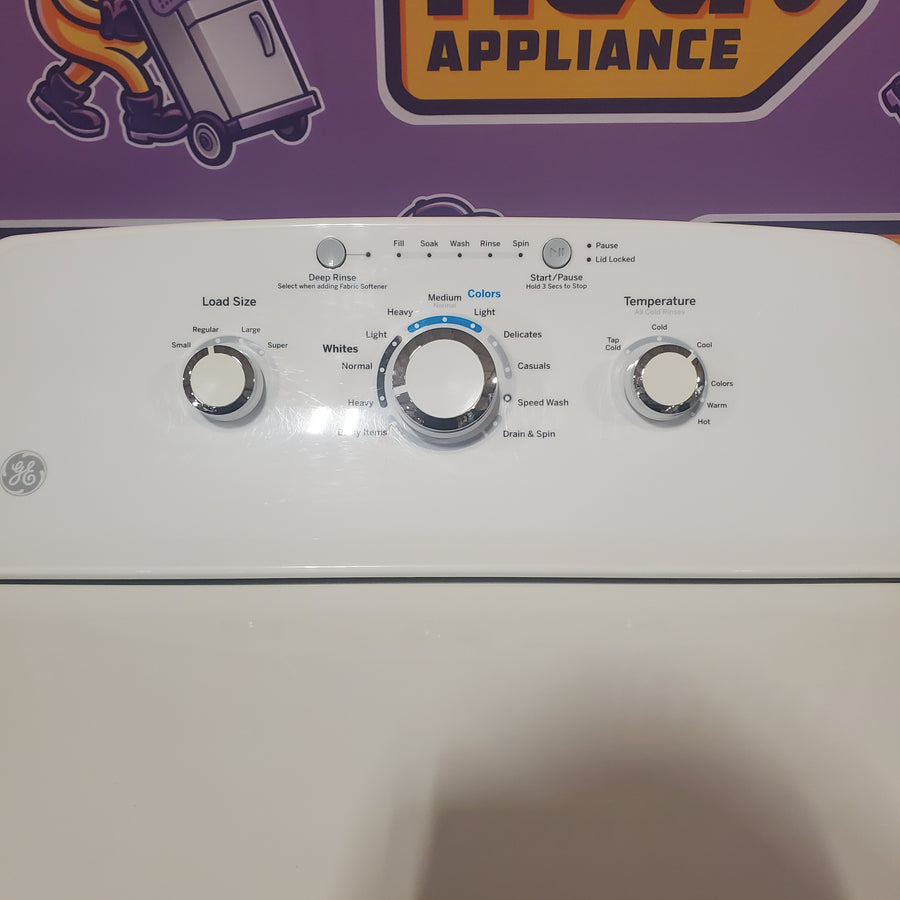 GE® 3.8 cu. ft. Capacity Washer with Stainless Steel Basket in White GTW330ASKWW - Certified Refurbished and GE® 7.2 cu. ft. Capacity Aluminized Alloy Drum Electric Dryer GTD33EASKWW - Certified Refurbished