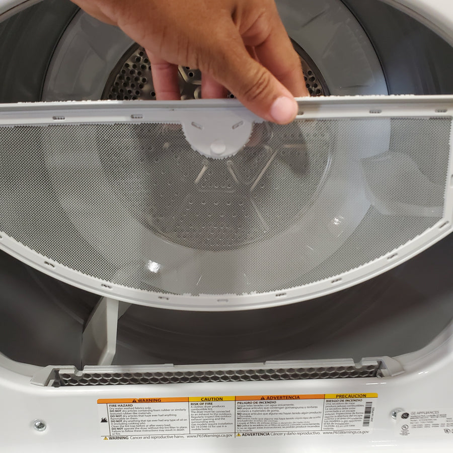 GE White Electric 6.2 Cu. Ft. Capacity Dryer with Shallow Depth and Up to 120 Ft. Venting Capability GTX33EASKWW - Certified Refurbished