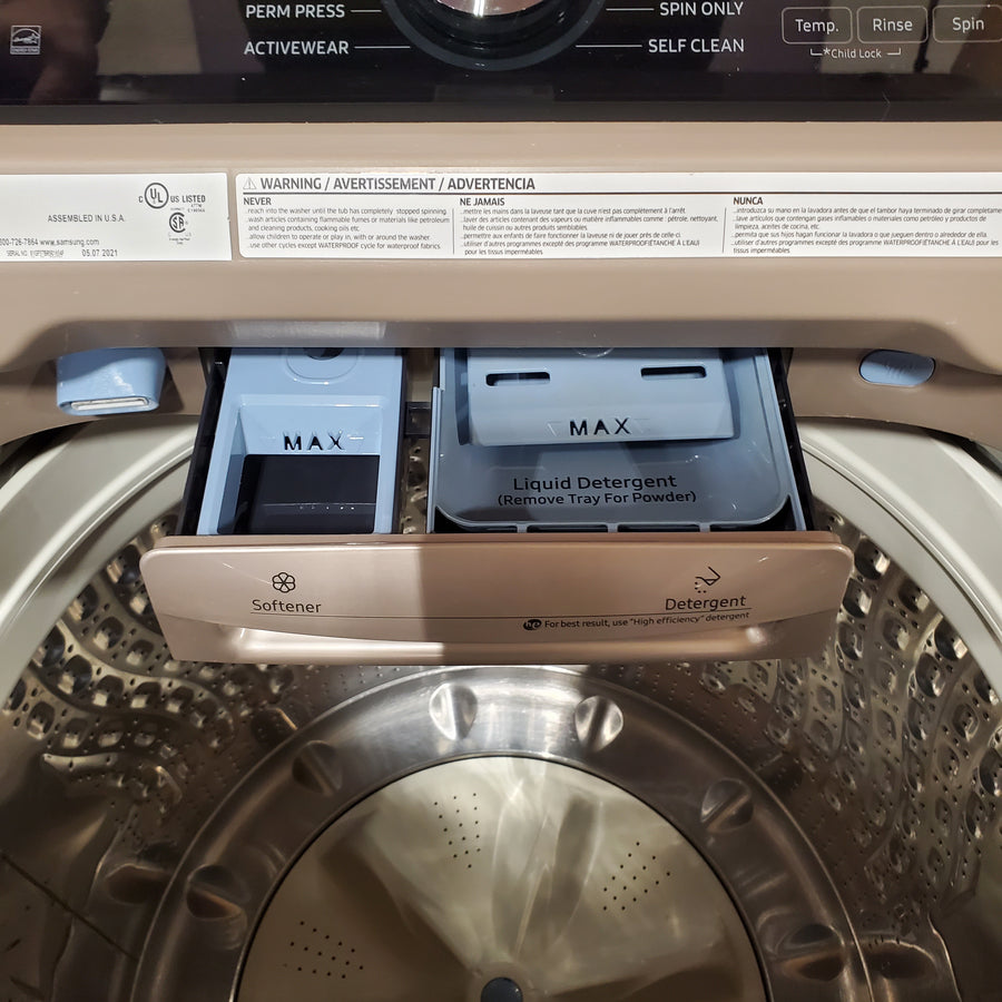 Samsung 5.0 cu. ft. High Efficiency Top Load Washer with Active WaterJet in Champagne WA50T5300AC - Certified Refurbished