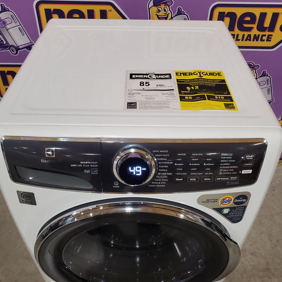 Electrolux 4.5 Cu.Ft. Stackable Front Load Washer with Steam and SmartBoost Wash System ELFW7637AW - Open Box and Electrolux 8.0 cu. ft. Front Load Electric Dryer with Perfect Steam ELFE7637AW - Open Box