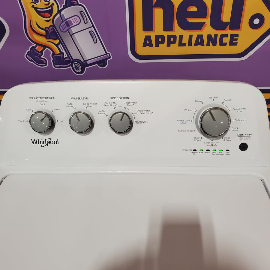 Whirlpool White Top Load 3.8 Cu. Ft. Washer with Late Lid Lock WTW4655JW2 - Certified Refurbished and Whirlpool 7.0 cu. ft. Electric Dryer with Auto-Moisture Sensing WED4850HW - Certified Refurbished