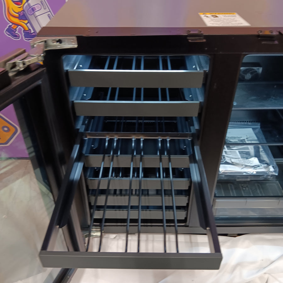 U-Line 36 Inch Built-in Beverage Center and Wine Storage with 31 Wine Bottle Capacity, 79 12 oz. Bottle Capacity, 123 12 oz. Can Capacity, LED Theater Lighting, Dual Zone Temperature, and Sabbath Mode U-3036BVWCS - Scratch & Dent (Moderate)