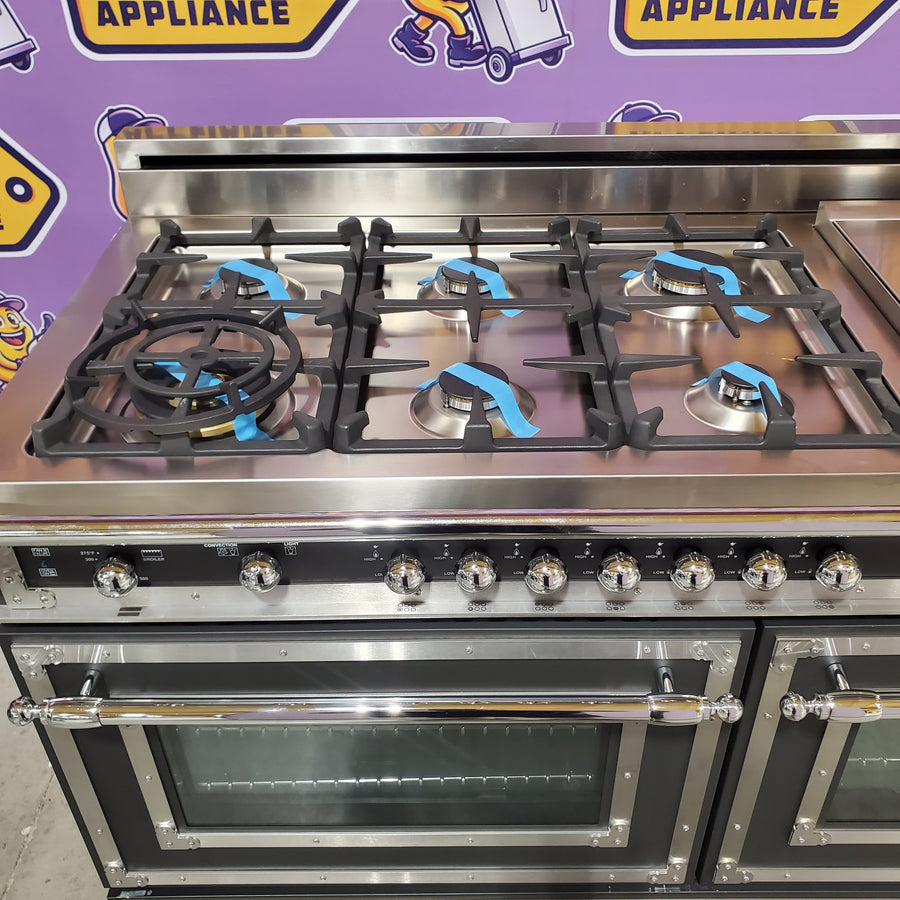 Bertazzoni Freestanding Double Oven Gas Convection Range in Black HER486GGASNE - Scratch & Dent (Minor)