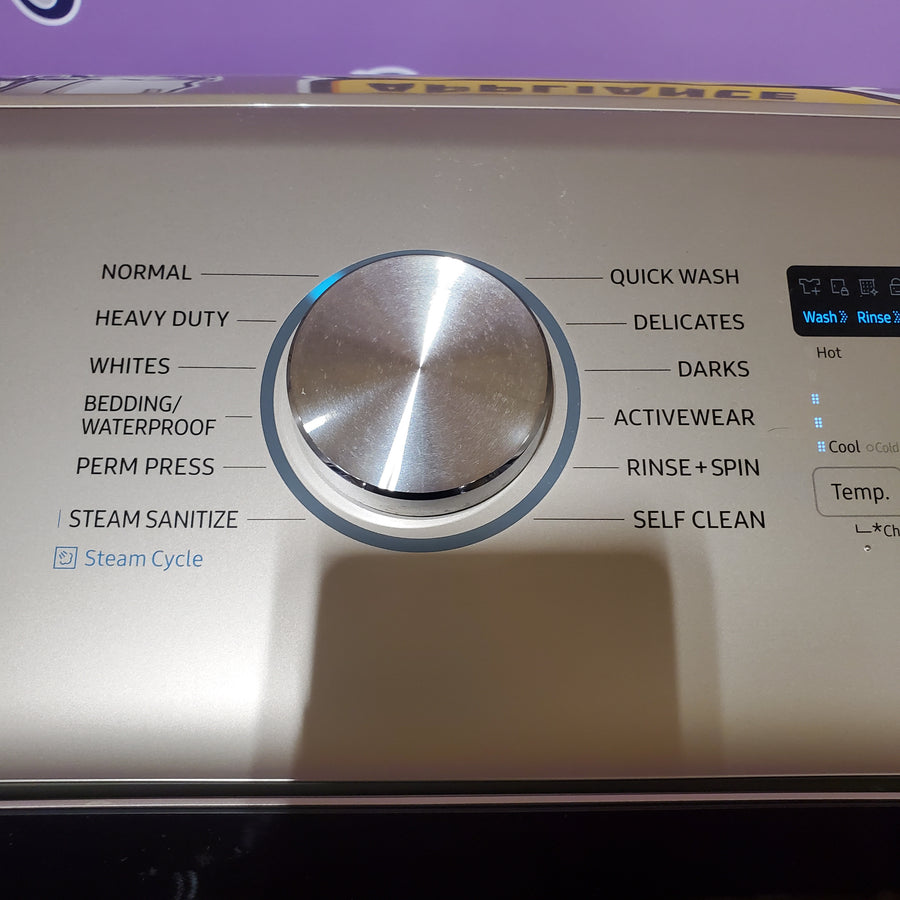 Samsung High Efficiency Extra Large ( 5.4-cu ft ) Top-Load Washer with Steam Cycle in Champagne WA54R7600AC - Certified Refurbished