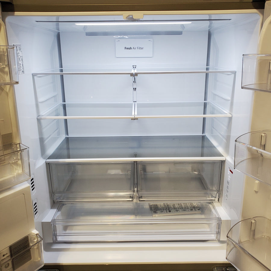LG Counter-Depth 25.5-cu ft 36-in Wide French Door Refrigerator with Ice Maker ENERGY STAR Certified in PrintProof Stainless Steel LF26C6230V - Scratch & Dent (Moderate)