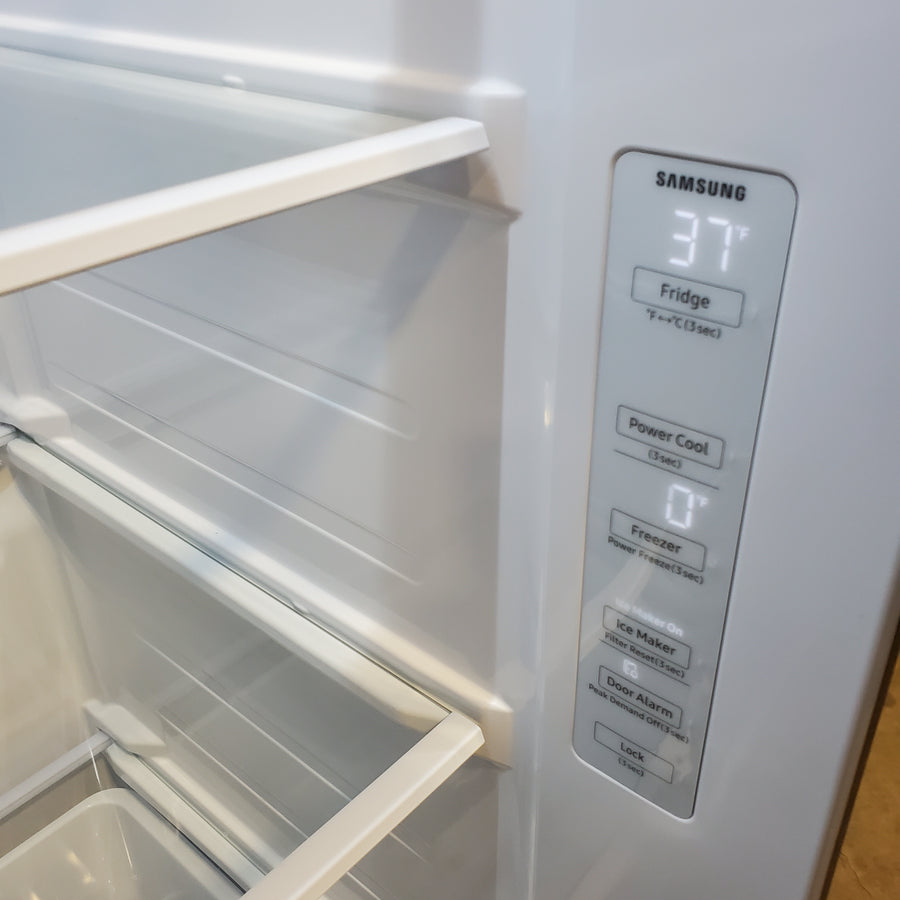 Samsung Bespoke AI 23-cu ft Counter-Depth 36-in Wide Side-by-Side Refrigerator Smart Compatible with Ice Maker with Ice Dispenser in Fingerprint Resistant Stainless Steel RS23A500ASR - Scratch & Dent (Minor)