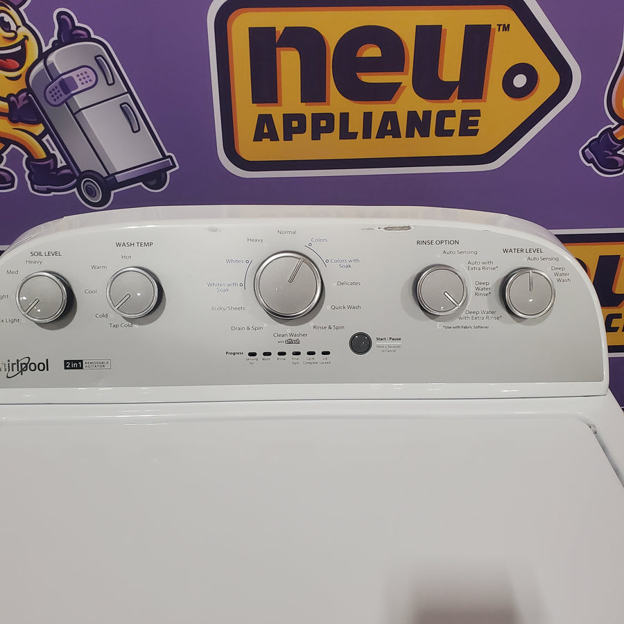 Whirlpool 3.8–3.9 Cu. Ft. Top Load Washer with 2 in 1 Removable Agitator and Soil Level Selection WTW4957PW - Certified Refurbished and Whirlpool 7-cu ft Vented Electric Dryer WED4815EW - Certified Refurbished