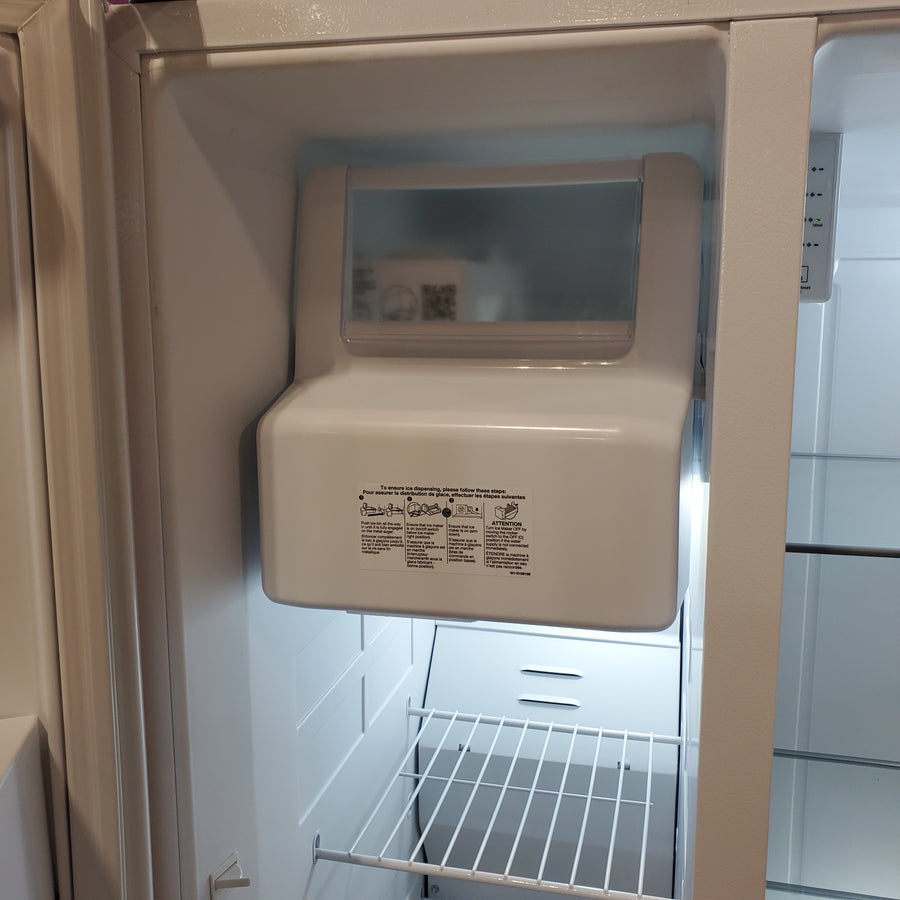 Whirlpool 24.6-cu ft Standard-Depth Side-by-Side Refrigerator with Ice Maker, Water and Ice Dispenser in White WRS315SDHW - Scratch & Dent (Minor)