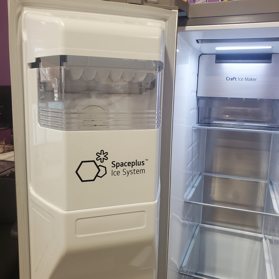 LG ENERGY STAR 27 cu. ft. Side by Side Refrigerator with Edge-to-Edge InstaView in Print Proof Stainless Steel LRSOS2706S - Scratch & Dent (Minor)