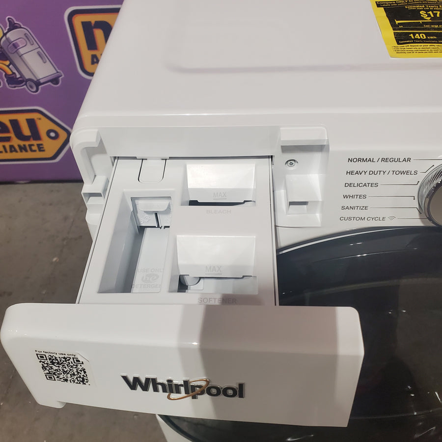 Whirlpool 4.5 cu. ft. Smart Front Load ENERGY STAR® Washer with FreshFlow™ Vent System WFW5720RW - Open Box and Whirlpool 7.4 cu. ft. Smart Front Load ENERGY STAR® Electric Dryer with Wrinkle Shield™ Option WED5720RW - Open Box