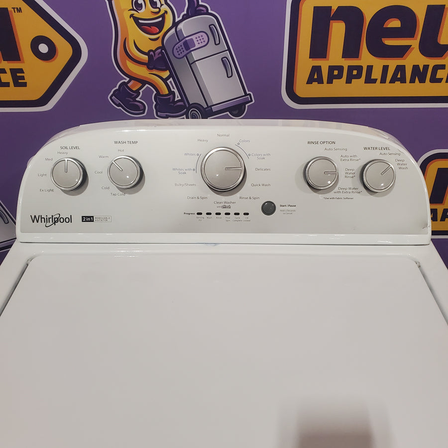 Whirlpool 3.8–3.9 Cu. Ft. Top Load Washer with 2 in 1 Removable Agitator and Soil Level Selection WTW4957PW - Certified Refurbished and Whirlpool 7-cu ft Vented Electric Dryer WED4815EW - Certified Refurbished