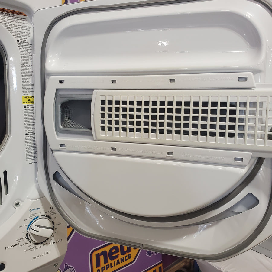 GE Unitized Spacemaker® 2.3 cu. ft. Capacity Washer with Stainless Steel Basket and 4.4 cu. ft. Capacity Electric Dryer GUD24ESSMWW - Certified Refurbished
