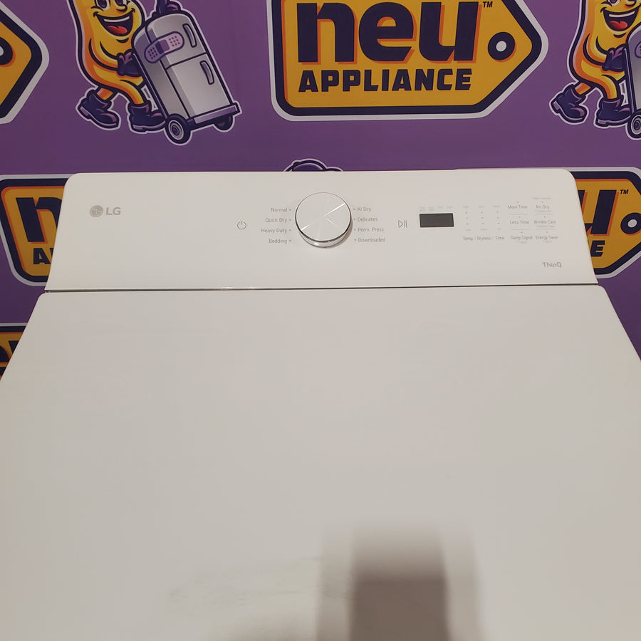 LG 5.0 cu.ft. SMART Top Load Washer in Alpine White with TurboWash WT8200CW - Scratch & Dent (Minor) and LG 7.3 cu. ft. Ultra Large Capacity Rear Control Electric Dryer with AI Sensing and ThinQ® Smart Features DLE8200W - Scratch & Dent (Moderate)