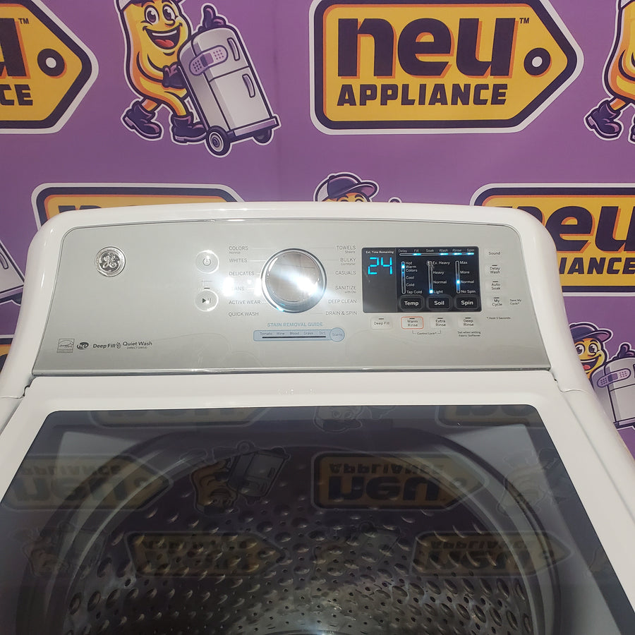 GE® ENERGY STAR® 4.8 cu. ft. Capacity Washer with Sanitize w/Oxi and FlexDispense® in White GTW720BSNWS - Certified Refurbished