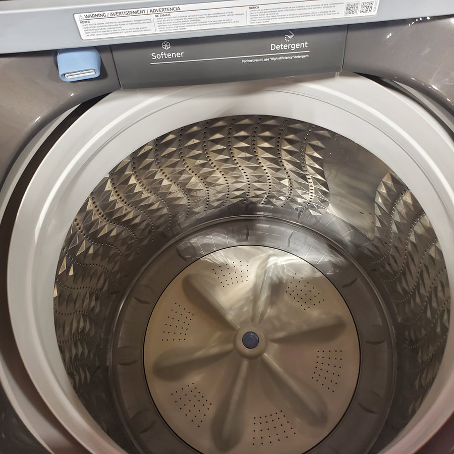 Samsung 4.5 cu. ft. Capacity Top Load Washer with Active WaterJet in Platinum WA45T3400AP - Certified Refurbished and Samsung 7.4 Cu. Ft. Gas Dryer with Sensor Dry in Platinum DVG45T3400P - Certified Refurbished