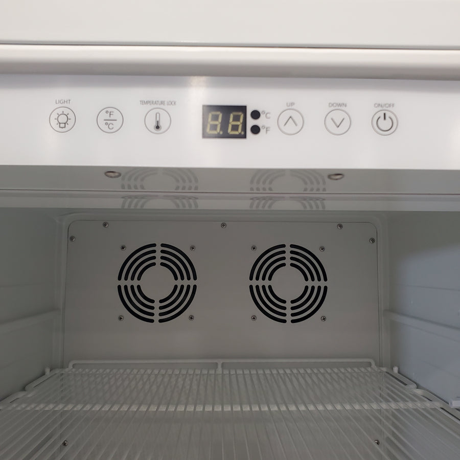 SOZT 23.54 in. Single Zone 588-Cans Commercial Beverage Cooler in White with Adjustable Shelves and LED Lights FM24WS - Scratch & Dent (Minor)