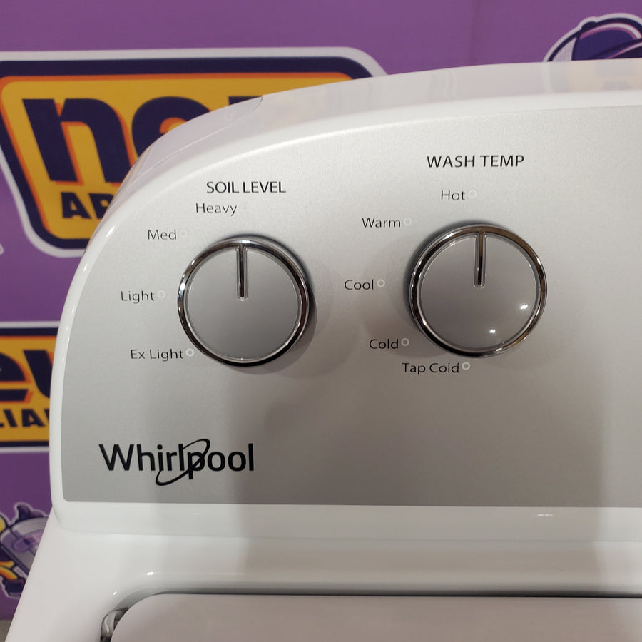 Whirlpool Top Load 3.5 Cu. Ft. Washer with Deep Water Wash Option WTW4816FW - Scratch & Dent (Major) and Whirlpool White Gas 7.0 Cu. Ft. Vented Dryer with Wrinkle Shield Option and AutoDry Drying System WGD4815EW - Scratch & Dent (Major)