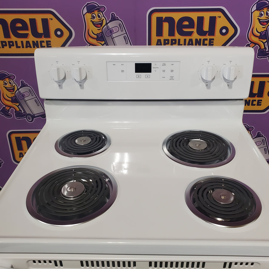 Whirlpool White 4.8 cu. ft. Electric Range with Keep Warm setting and Control Lock Mode WFC150M0JW - Open Box