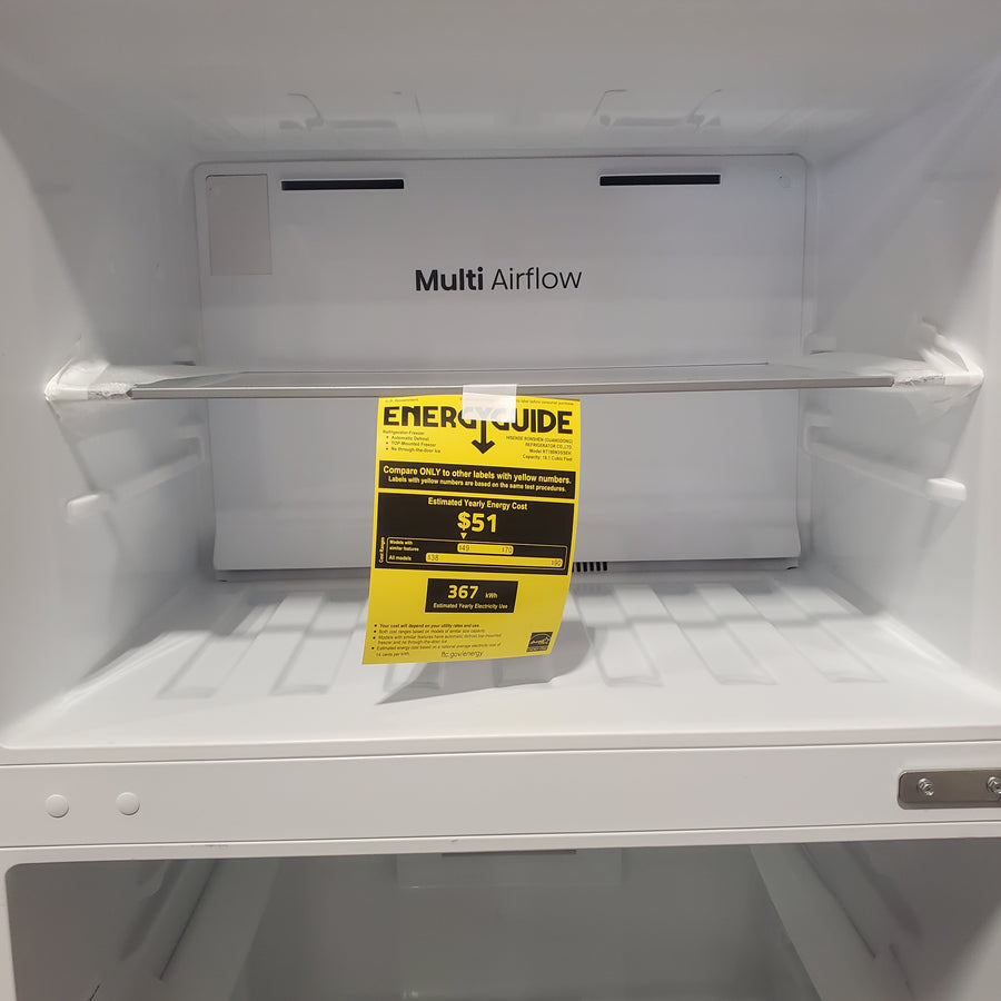 Hisense 18.1-cu ft Counter-Depth 30-in Wide Top-Freezer Refrigerator Garage Ready ENERGY STAR Certified in Stainless Steel RT180N3SSEH - Scratch & Dent (Minor)