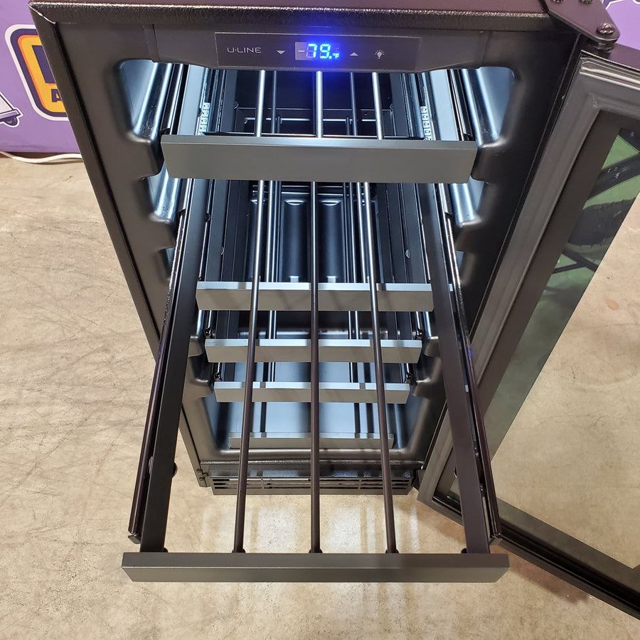 U-Line 15" Wide 24 Bottle Single Zone Black Wine Refrigerator UHWC115BG01A - Scratch & Dent (Minor)