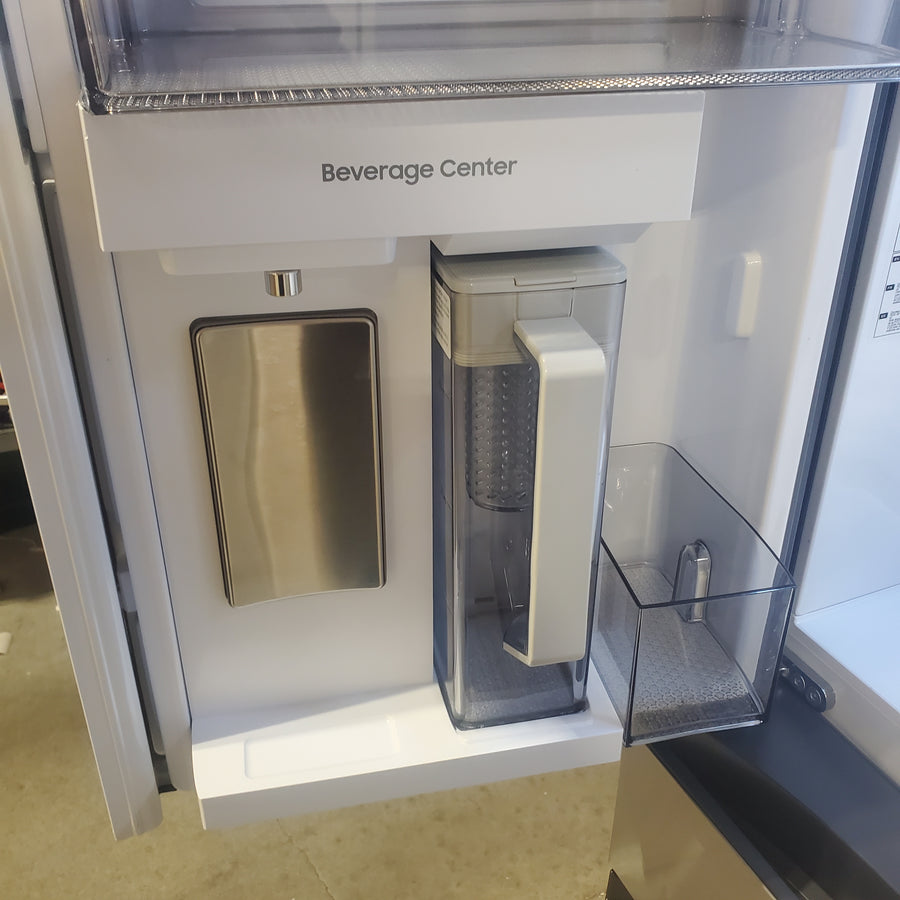 Samsung Bespoke 36 in. 29 cu. ft. Standard Depth 4-Door French Door Refrigerator in Stainless Steel with Beverage Center RF70F29DER - Scratch & Dent (Moderate)