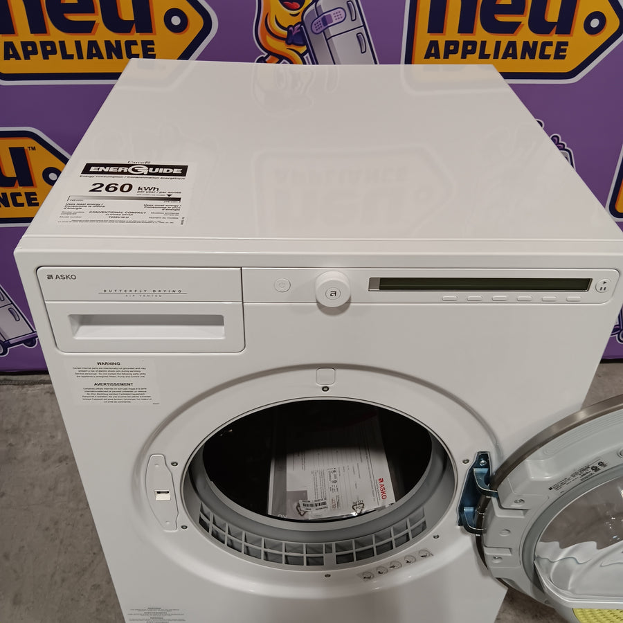 Asko 24 Inch Electric Dryer with 4.1 cu. ft. Capacity, Butterfly™ Drying System, Soft Drum™ Technology, 9 Drying Programs, Anti-Crease Mode, and Delay Start T208V.W - Scratch & Dent (Minor)