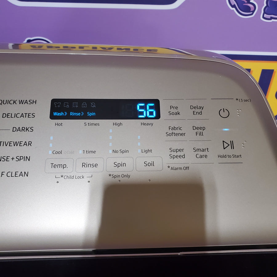 Samsung High Efficiency Extra Large ( 5.4-cu ft ) Top-Load Washer with Steam Cycle in Champagne WA54R7600AC - Certified Refurbished