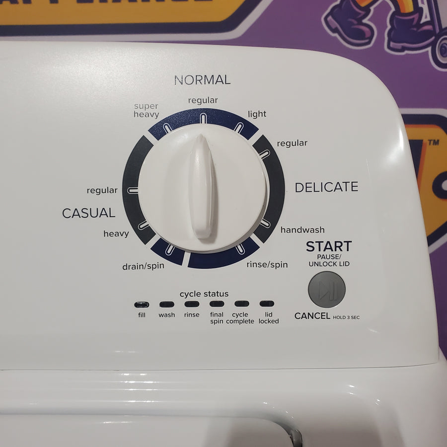 Amana 27 Inch Top-Load Washer with 3.4 cu. ft. Capacity, 9 Wash Cycles, Load Size Options, and 700 RPM Spin Speed NTW4650YQ - Certified Refurbished