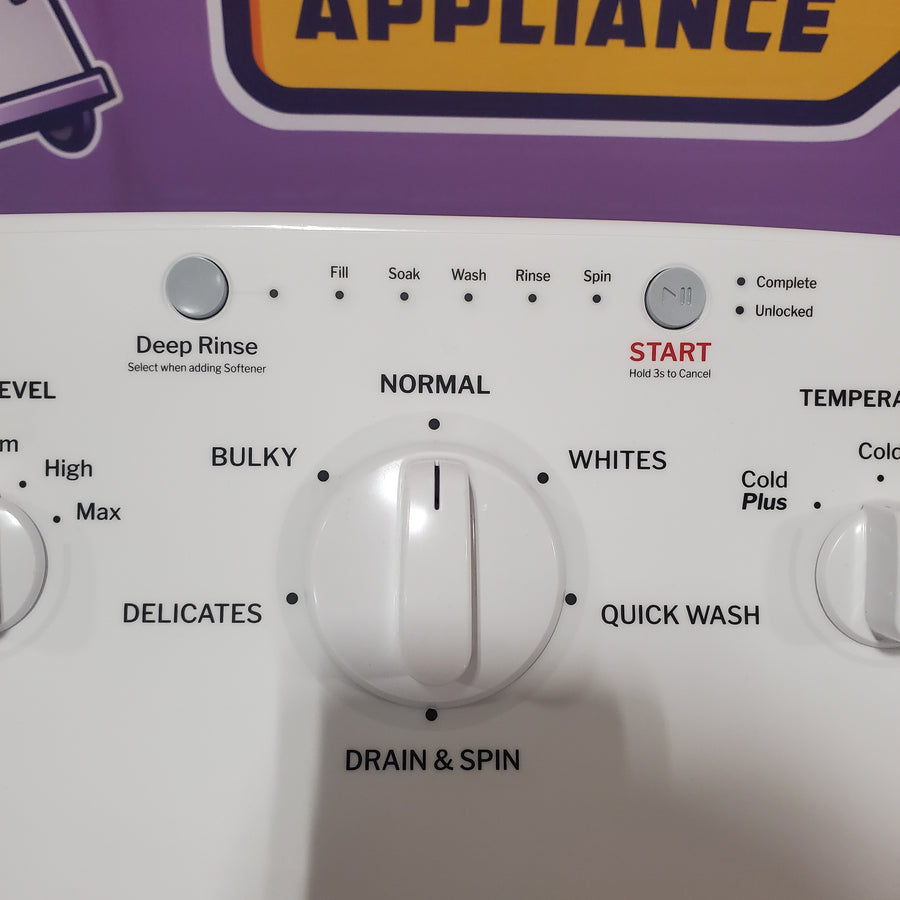 Hotpoint® 4.0 cu. ft. Capacity Washer with Cold Plus and Water Level Control HTW265ASWWW - Scratch & Dent (Major) and Hotpoint 6.2 cu. ft. Capacity Electric Dryer with Up To 120 ft. Venting and Shallow Depth HTX26EASWWW - Scratch & Dent (Open Box)