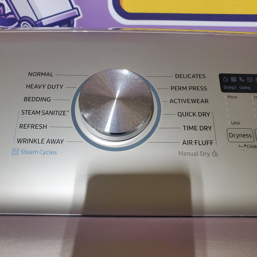 Samsung High Efficiency Extra Large ( 5.4-cu ft ) Top-Load Washer with Steam Cycle in Champagne WA54R7600AC - Certified Refurbished and Samsung 7.4-cu ft Vented Electric Dryer with Steam Cycle in Champagne DVE54R7600C - Certified Refurbished
