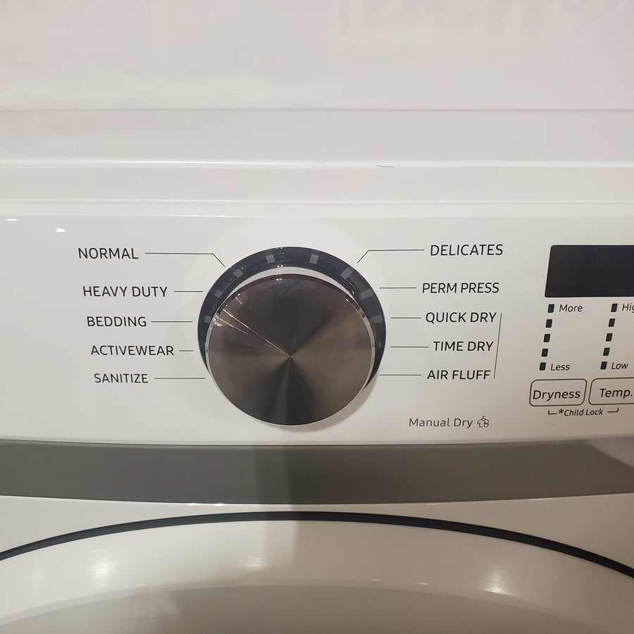 Samsung 7.5 cu. ft. Front Load Electric Dryer with Smart Care in White DVE45T6000W - Scratch & Dent (Major)