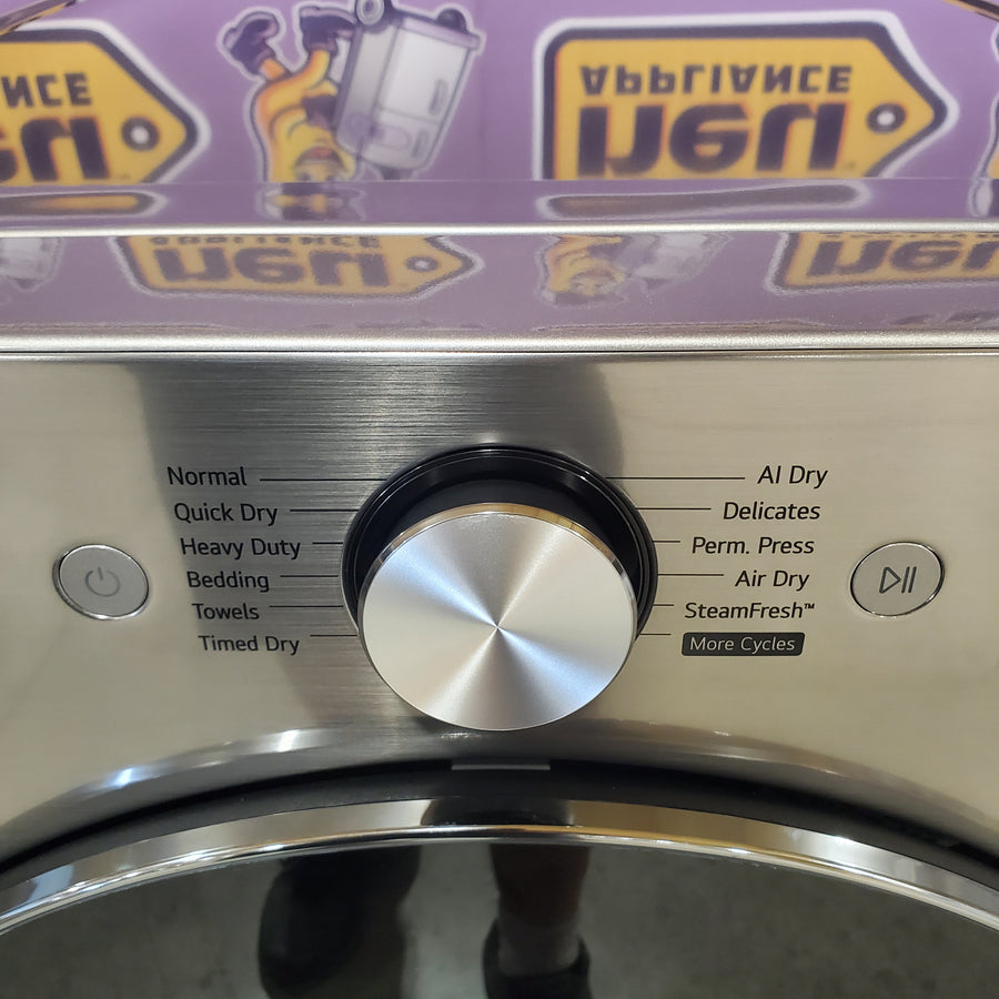 LG 5.0 cu. ft. Mega Capacity Smart Front Load Washer with TurboWash® 360° and AI Sensing WM5800HVA - Open Box and LG 7.4-cu ft Stackable Vented Electric Dryer with Steam Cycle in Graphite Steel DLEX5800V - Scratch & Dent (Moderate)