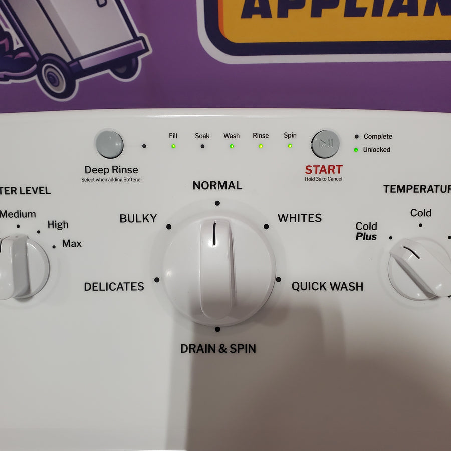 Hotpoint® 4.0 cu. ft. Capacity Washer with Cold Plus and Water Level Control HTW265ASWWW - Scratch & Dent (Minor) and Hotpoint 6.2 cu. ft. Capacity Electric Dryer with Up To 120 ft. Venting and Shallow Depth HTX26EASWWW - Scratch & Dent (Moderate)