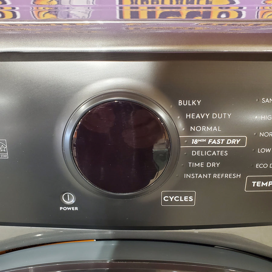 Electrolux 400 Series Front Load Washer - 4.5 Cu. Ft. ELFW7437AT - Scratch & Dent (Minor) and Electrolux 8-cu ft Stackable Vented Electric Dryer with Steam Cycle in Titanium ELFE7437AT - Scratch & Dent (Moderate)