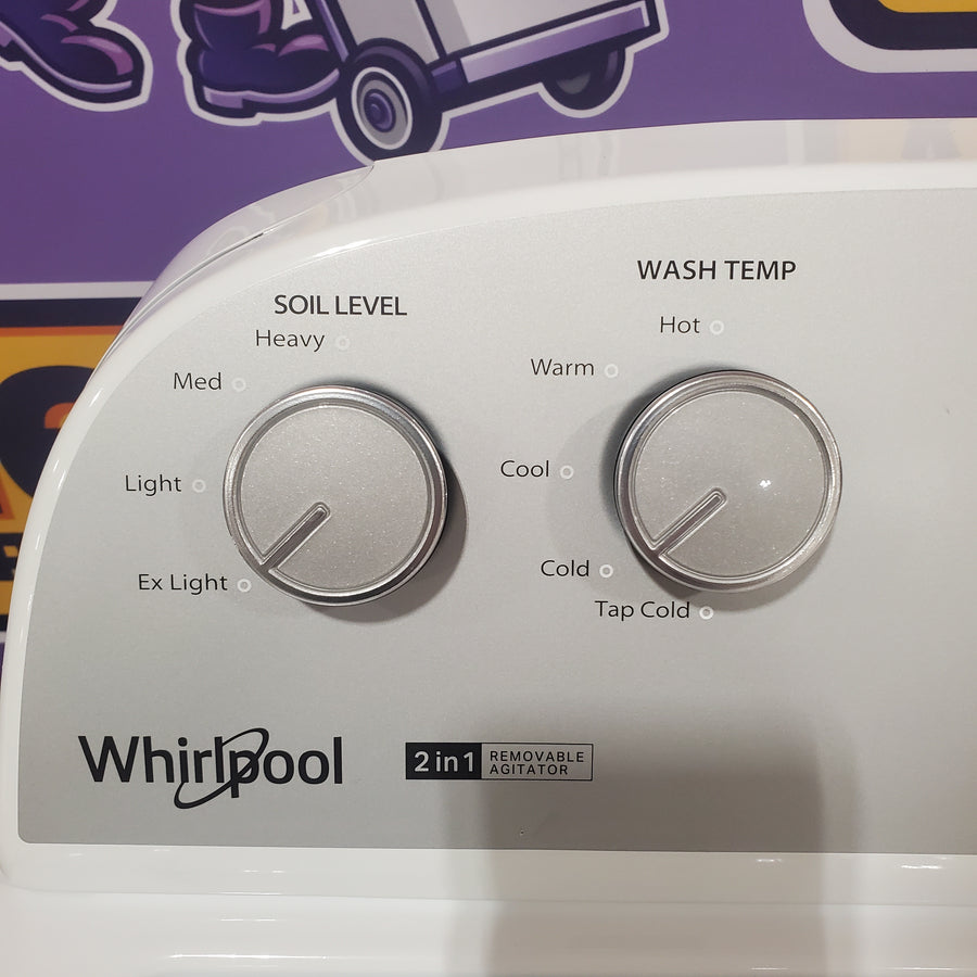 Whirlpool 3.8–3.9 Cu. Ft. Top Load Washer with 2 in 1 Removable Agitator and Soil Level Selection WTW4957PW - Certified Refurbished and Whirlpool 7-cu ft Vented Electric Dryer WED4815EW - Certified Refurbished